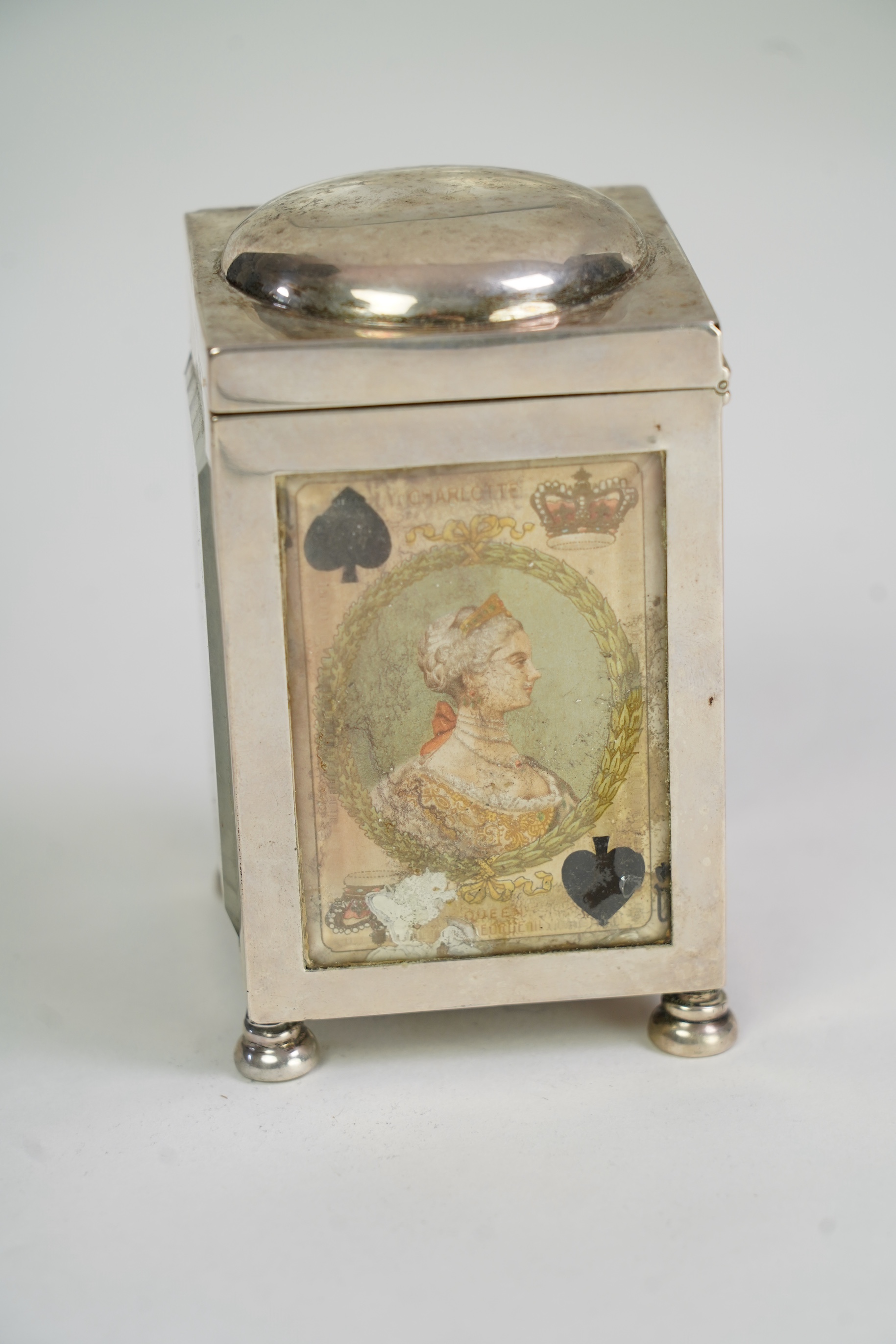 An Edwardian silver playing card box, with domed hinged cover, by William Neale Ltd